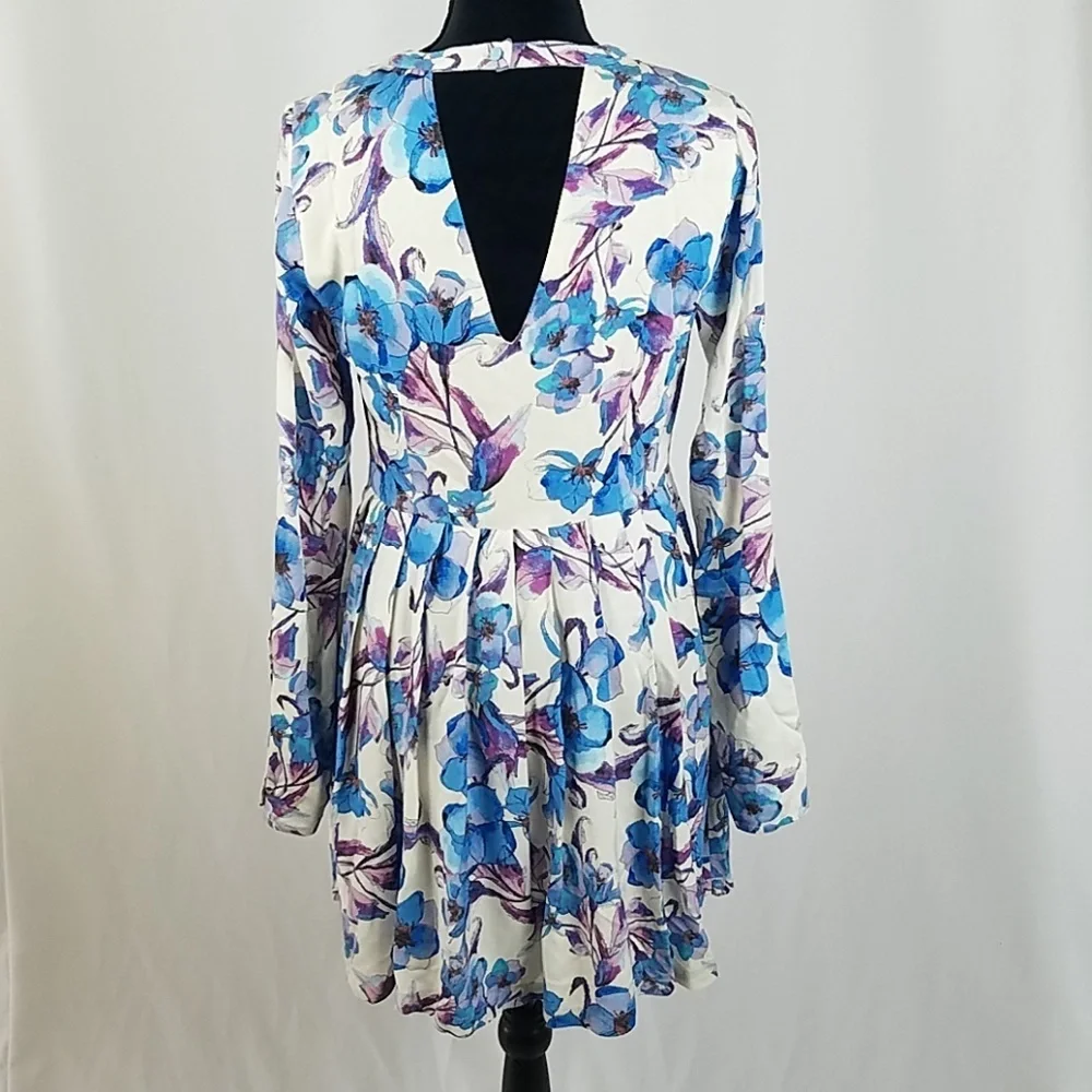 Free People 2 Tegan printed long sleeve mini dress‎ Romantic cottagecore Earthy
